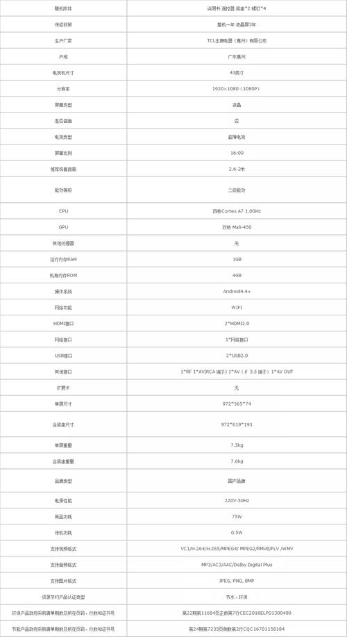 LG 43LG61CH-CK 参数