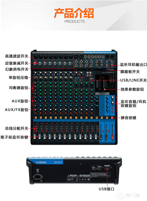 雅马哈mg16xu调音台参数